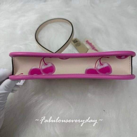 Coach Turned Pretty™ Small Wavy Shoulder Bag In Coachtopia Leather Cherry Print - Picture 11 of 12